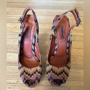 MISSONI RASHEL SNAKE PEEP TOE STILETTO SHOES RETAIL SIZE 6 1/2 MADE IN ITALY